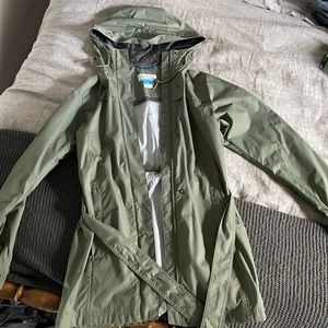 Olive/army green thigh length raincoat
